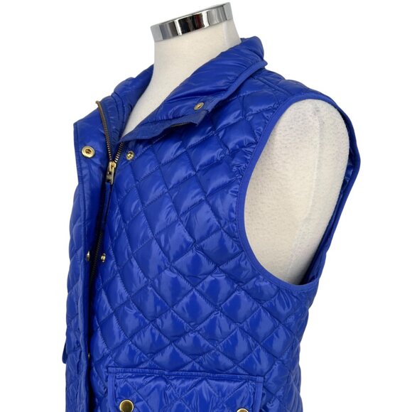 J.Crew Quilted Puffer Vest Bright Purple Blue Size Medium - Picture 3 of 16